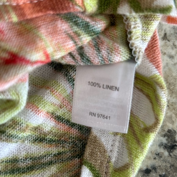 J. Jill Love Linen Tropical Floral Print Tie Front Linen Blouse Top Size L - Picture 9 of 11